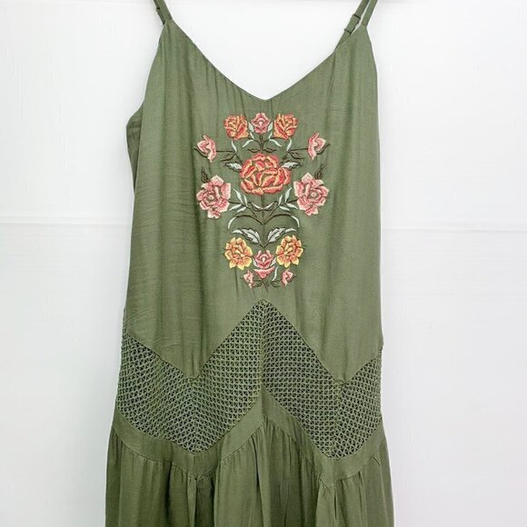 Wonderly Summer Dress Size XS Dessert Dreamer Embroidered Green Adjustable Strap - Picture 3 of 8